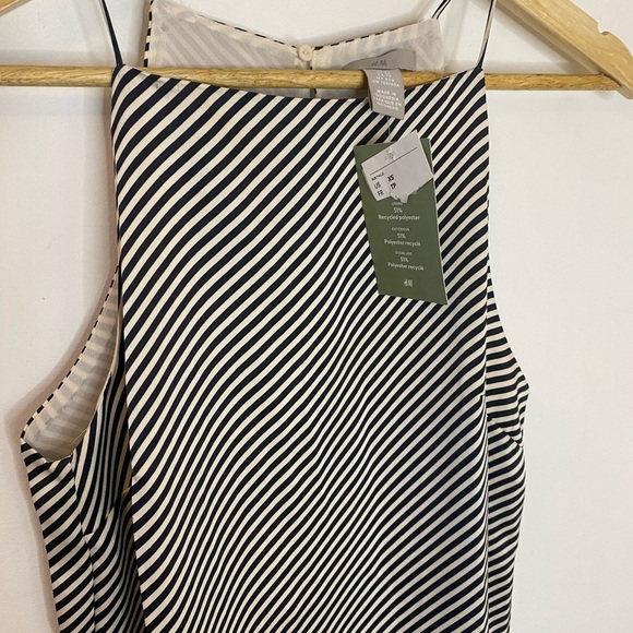 NWT H&M Bias Striped Slip Midi Dress - Picture 2 of 8